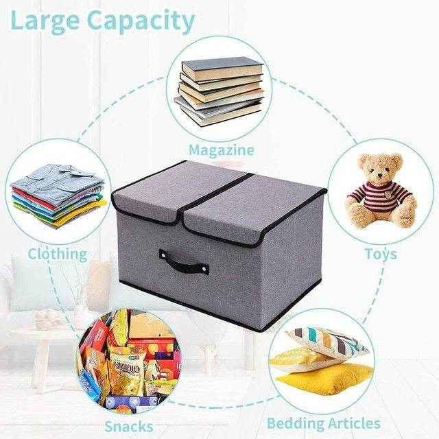 Folding Non-Woven Storage Box With Double Lid (Each) - DMC Wholesale