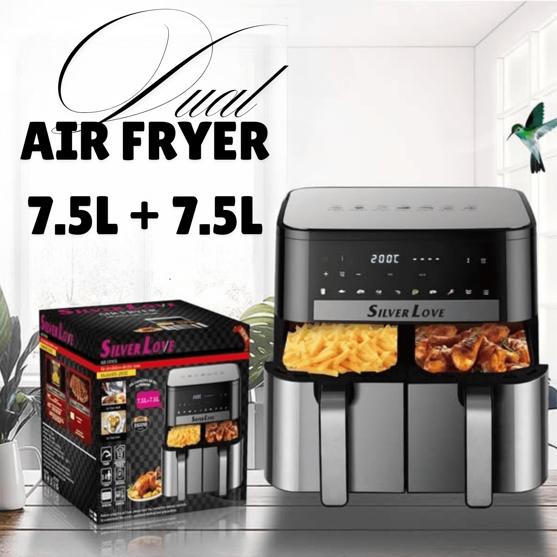 Dual Drawer Air Fryer (7.5L Plus 7.5L) - DMC Wholesale