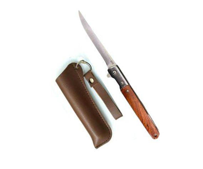 Outdoor Switchblade With Leather Pouch (Each) - DMC Wholesale