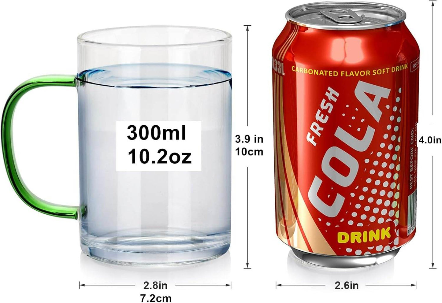 Clear Cup Set With Coloured Handles (400ml)(6 pcs) - DMC Wholesale