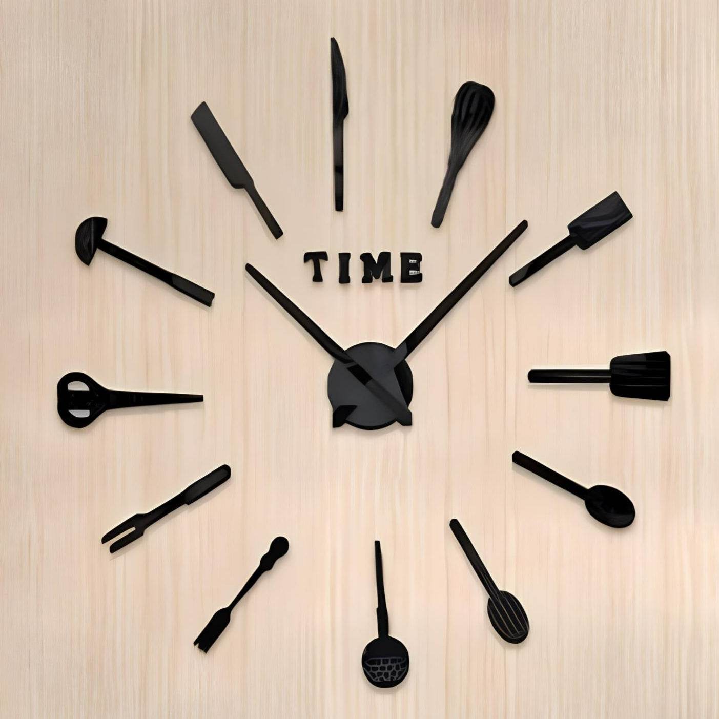 DIY Modern Kitchen 3D Wall Clock (Black)(60-70cm) - DMC Wholesale