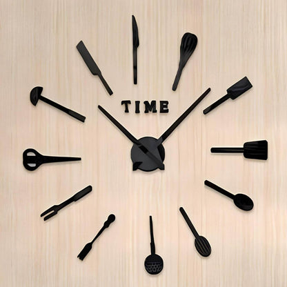 DIY Modern Kitchen 3D Wall Clock (Black)(60-70cm) - DMC Wholesale