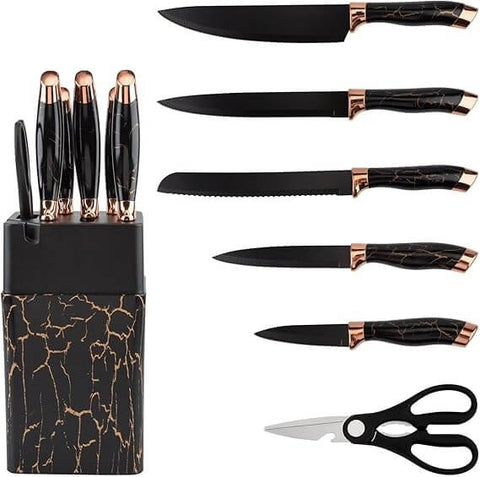 Marble Inspired Kitchen Knife Set (7 pcs) - Alt View