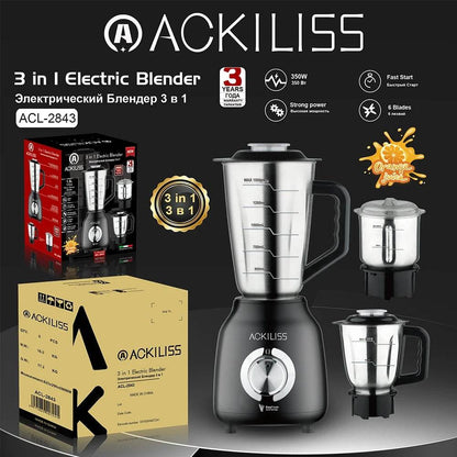 Stainless Steel 3-in-1 Electric Blender (350W) - DMC Wholesale