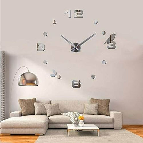 DIY Modern Bird 3D Wall Clock (Silver)(60-70cm) - Alt View