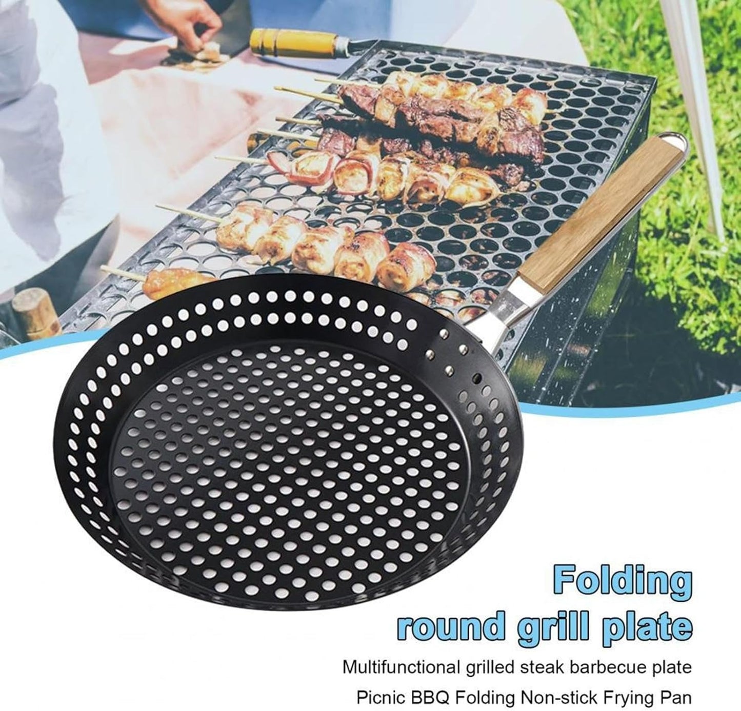 Grilling Skillet With Foldable Handle And Holes (30cm)