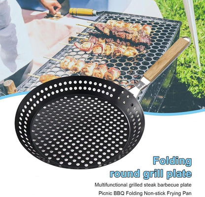 Grilling Skillet With Foldable Handle And Holes (30cm)