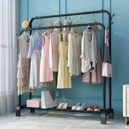 Double Rail Clothes Storage Rack (Without Wheels) - DMC Wholesale