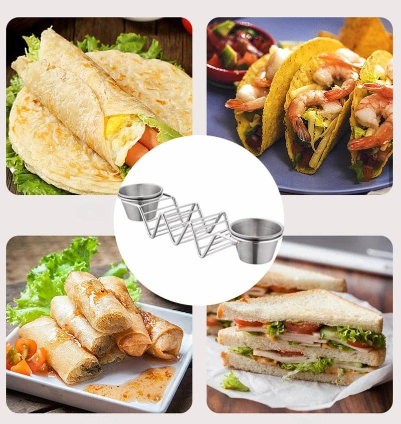 Steel Taco Holder With Sauce Bowl (Each) - DMC Wholesale