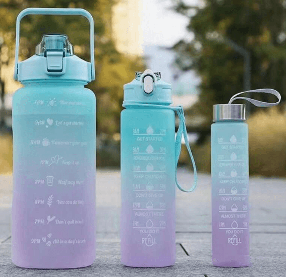 Motivational Water Bottles (3 pcs) - DMC Wholesale