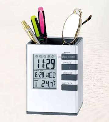 Alarm Pen Holder Clock With Temperature - DMC Wholesale