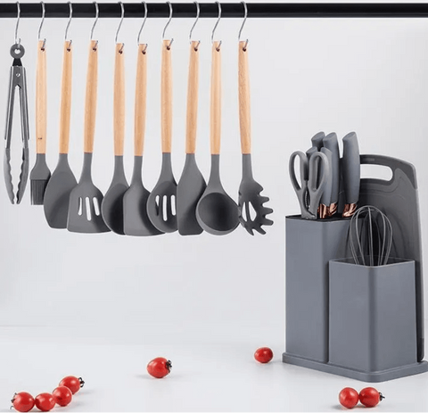Kitchenware Set With Mini Utensils (Grey or Black)