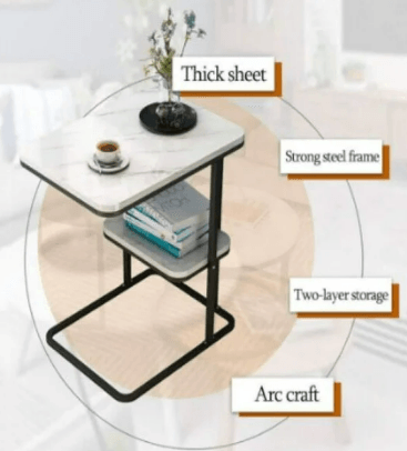 Solid Wood Side Table With Marble Finish - DMC Wholesale