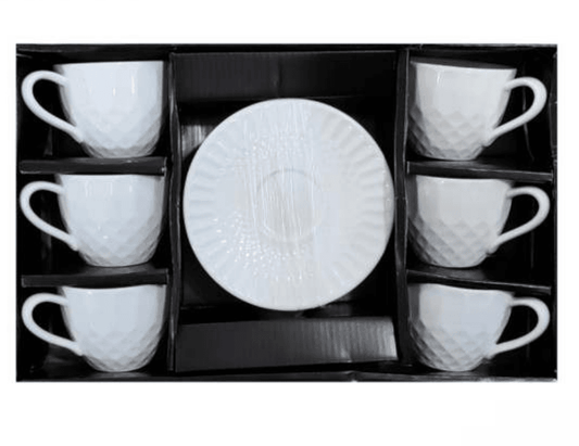 Porcelain Coffee or Tea Cups with Porcelain Saucers (12pcs)(180ml) - DMC Wholesale