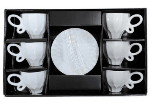 Porcelain Coffee or Tea Cups with Porcelain Saucers (12pcs)(200ml)(Design2) - DMC Wholesale