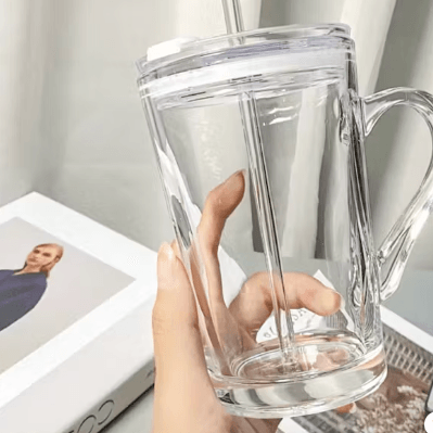 Glass Travel Mug with Lid & Straw - DMC Wholesale