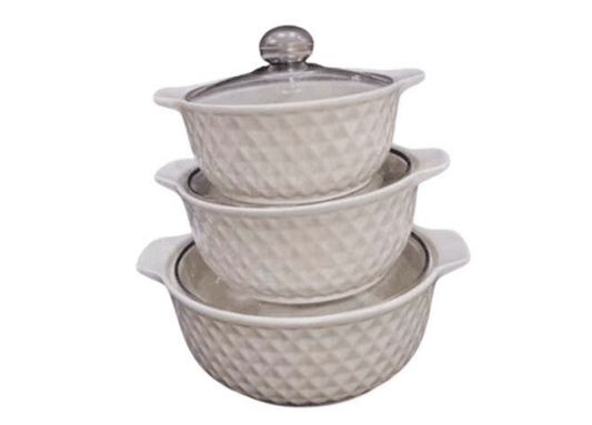 Porcelain Casserole Dish with Lid Set (Design2) - DMC Wholesale