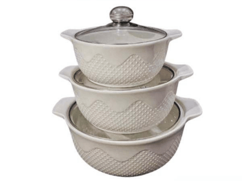 Porcelain Casserole Dish with Lid Set (Design3) - DMC Wholesale