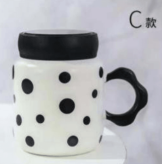 Designed Ceramic Cup Simple With Lid (480ml) - DMC Wholesale