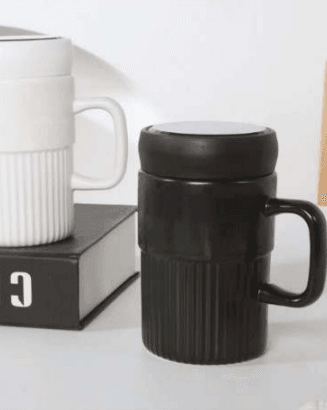 Ceramic Cup With Lid (400ml) - DMC Wholesale