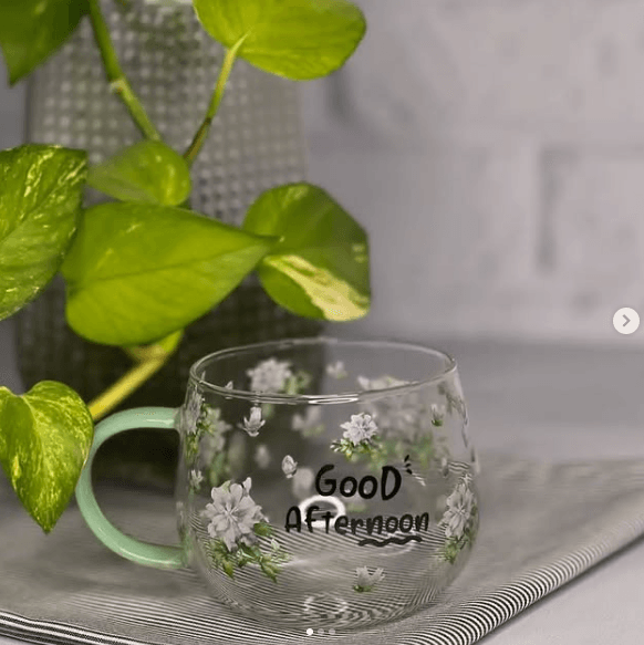 Single Wall Glass Mug (Green)(380ml) - DMC Wholesale