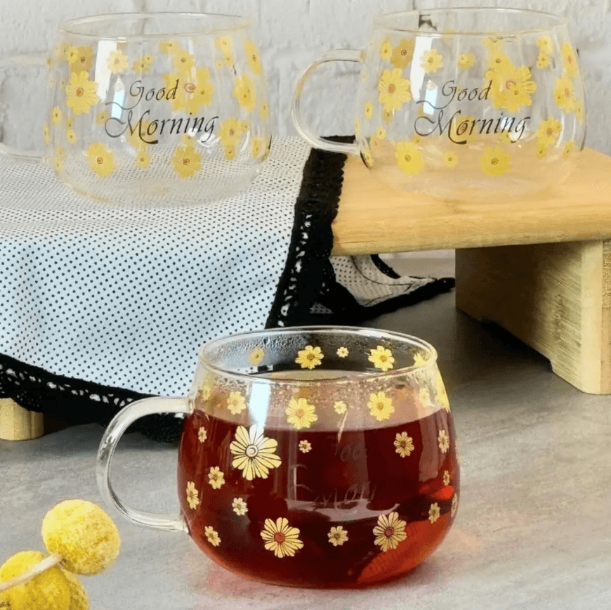 Single Wall Glass Mug (Yellow)(380ml) - DMC Wholesale