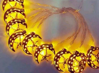 Battery Operated Solid Moon Star String Lights (20L)(3M)(Yellow)