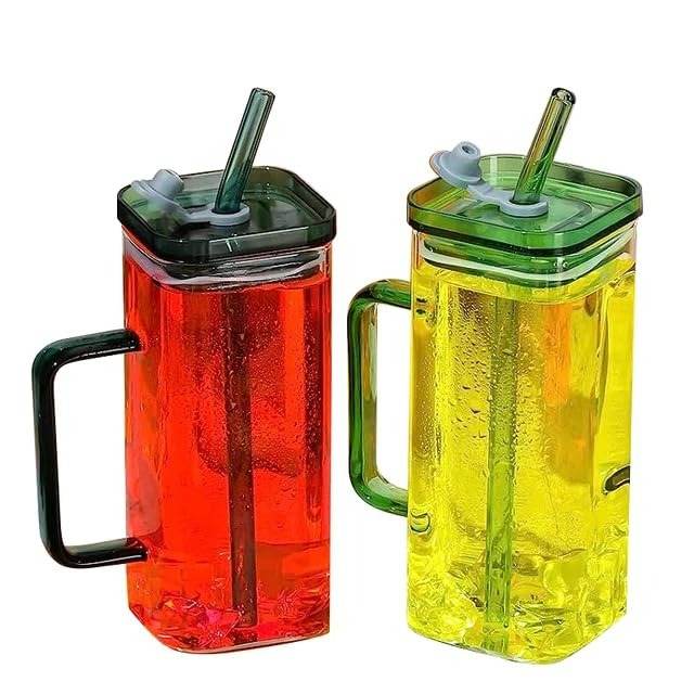 Colour-Tinted Glass Tumbler With Plastic Lid (380ml)(Each) - DMC Wholesale