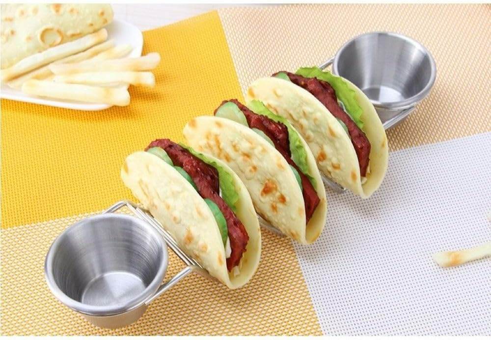 Steel Taco Holder With Sauce Bowl (Each) - DMC Wholesale