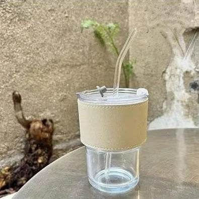 Protective Sleeve Glass Tumbler (White)(400ml)(Each) - DMC Wholesale