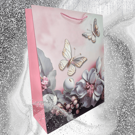 Glitter Butterfly Gift Bag (Large) - DMC Wholesale