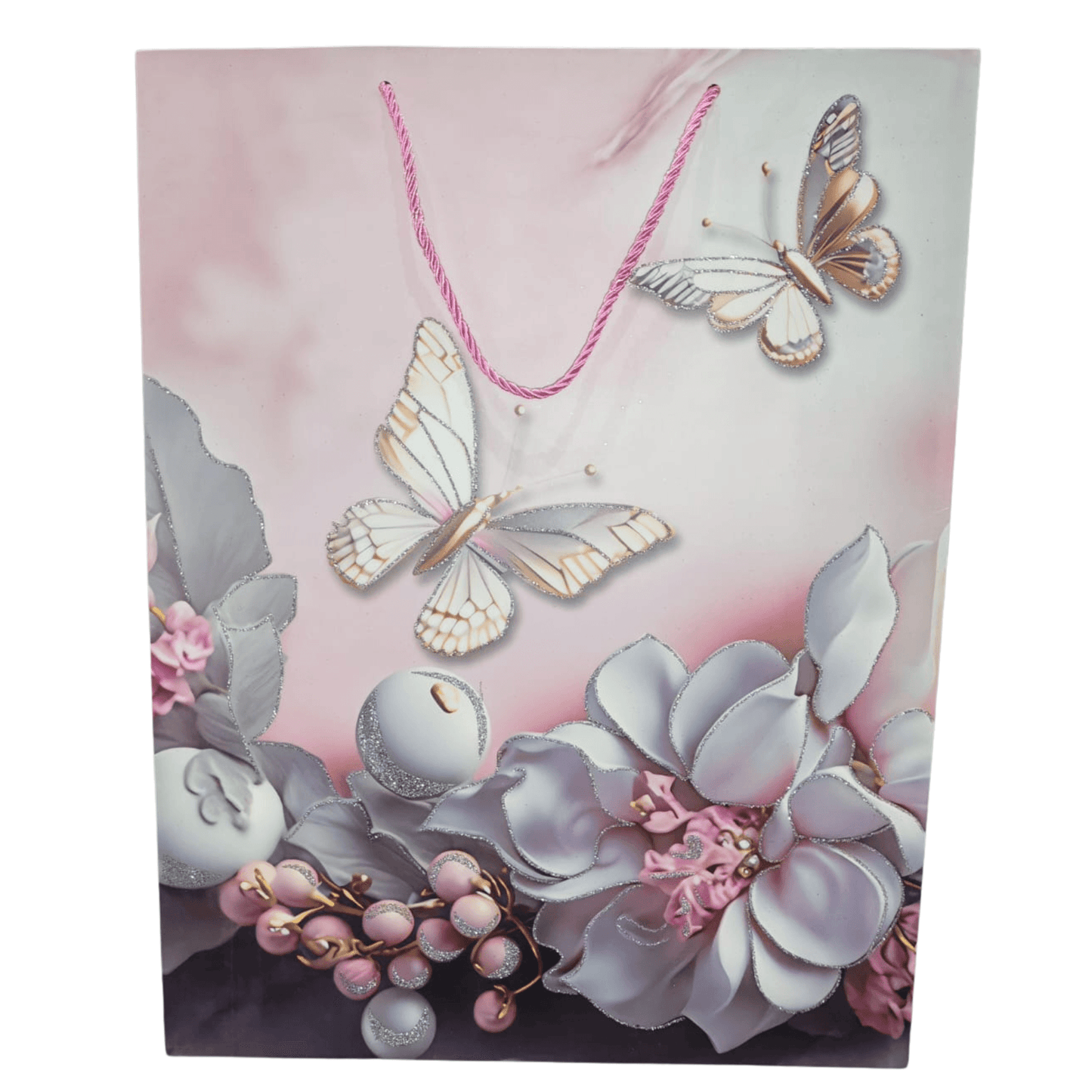 Glitter Butterfly Gift Bag (Large) - DMC Wholesale