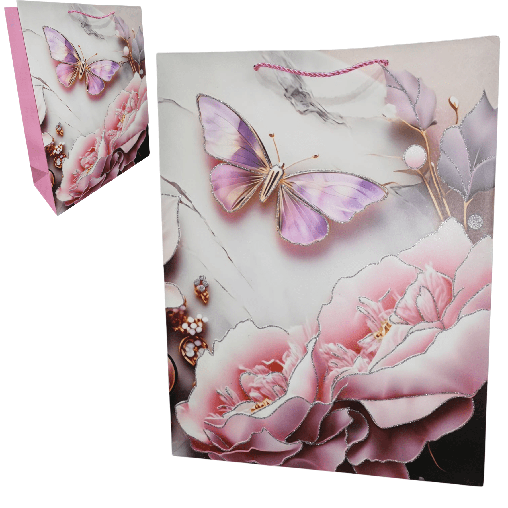 Glitter Butterfly Gift Bag (Large) - DMC Wholesale