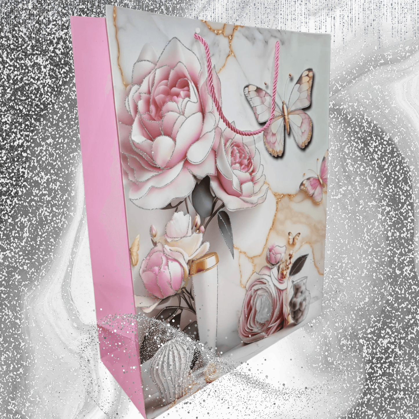 Glitter Butterfly Gift Bag (Large) - DMC Wholesale