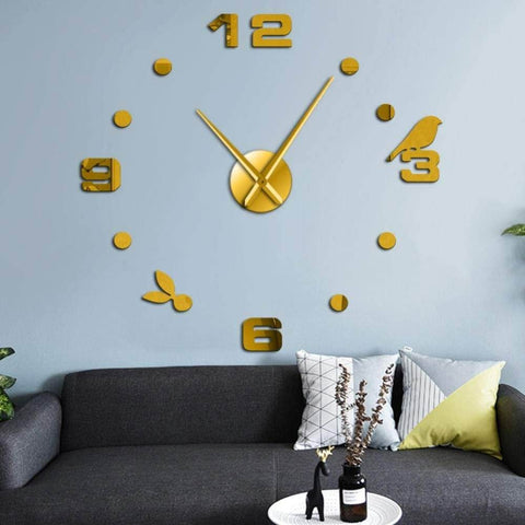 DIY Modern Bird 3D Wall Clock (Gold)(80-90cm) - Alt View