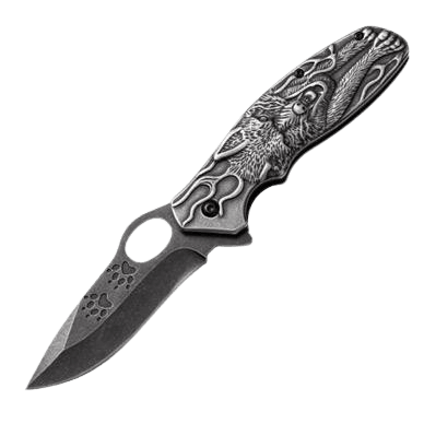 Folding Knife With Engraved Handle - DMC Wholesale