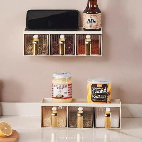 3-Compartment Wall & Counter Spice Box