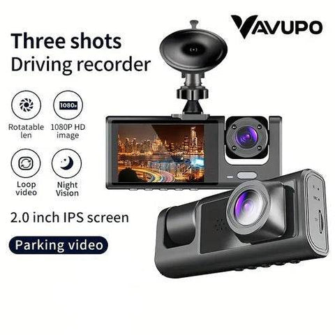 3 Channel 1080p Mini Vehicle Dash Cam - Alt View