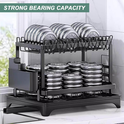 Auto Drain Dish Drying Rack (2 Tier) - DMC Wholesale