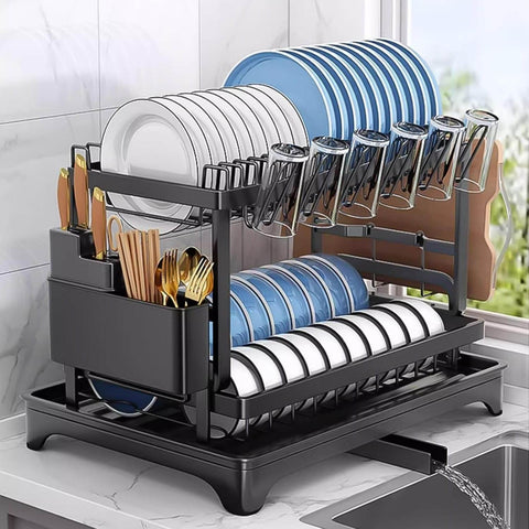 Auto Drain Dish Drying Rack (2 Tier) - Alt View