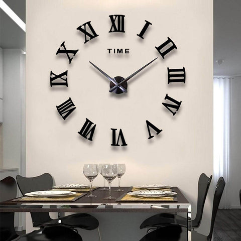 DIY Classic 3D Wall Clock (Roman Numerals)(Glow In The Dark) - Alt View