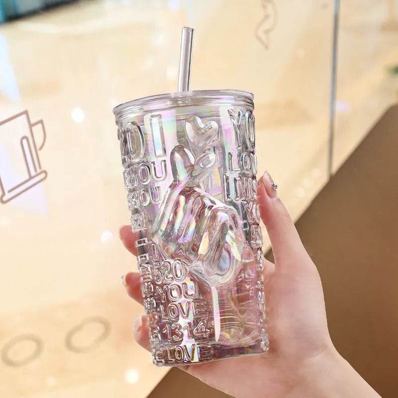 Elegant Aesthetic Glass Tumbler Mug (430ml)(Each) - DMC Wholesale