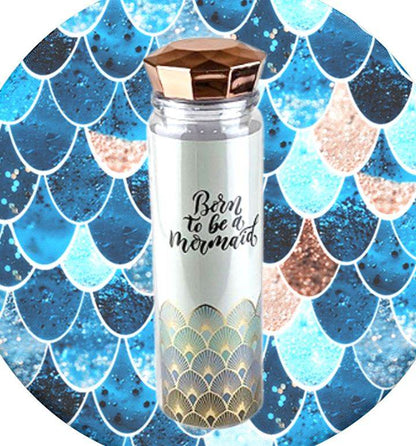 Mermaid Plastic Water Bottle With Crystal Lid (550ml) - DMC Wholesale