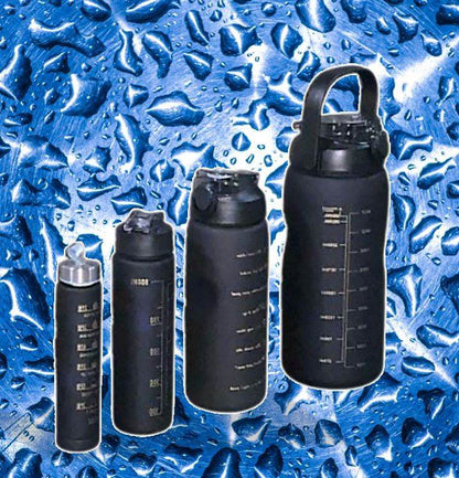 Combo Motivational Water Bottles (4 pcs)(Black) - DMC Wholesale