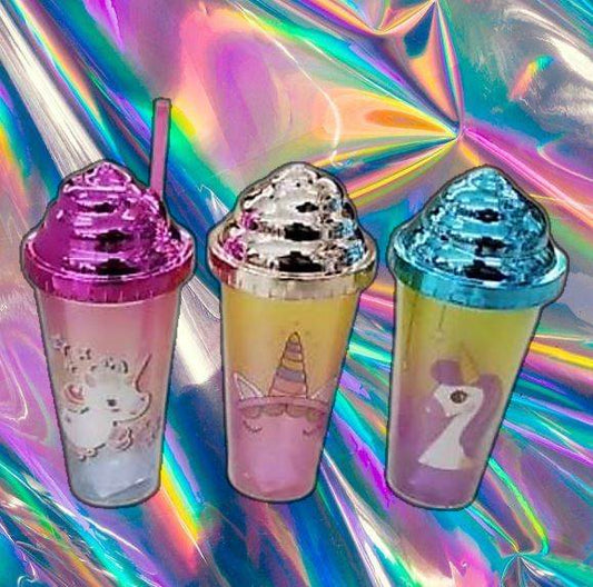 Cute Unicorn Holographic Tumbler Cup (380ml) - DMC Wholesale