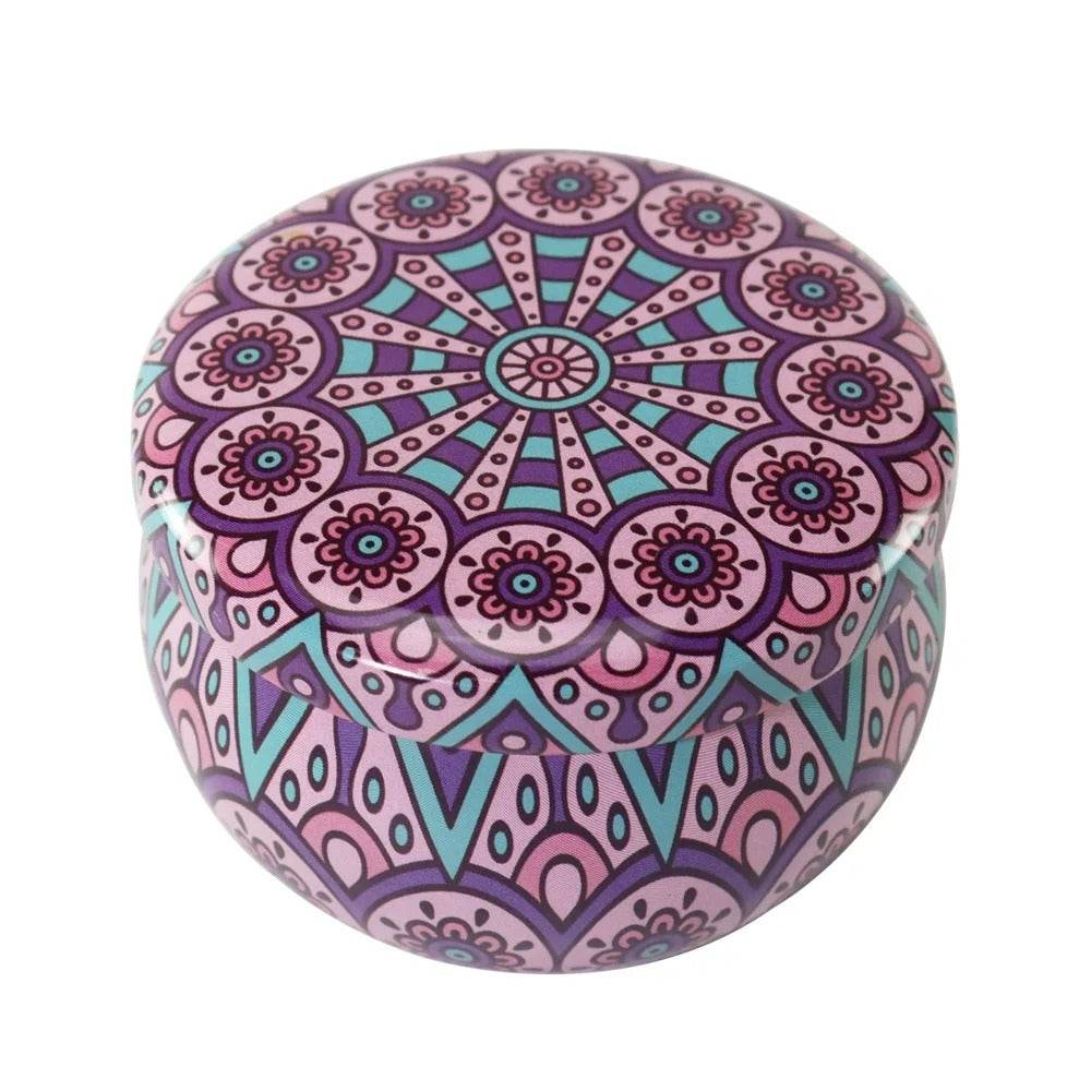 Lavender Aroma Candle In Colourful Patterned Tin (65ml) - DMC Wholesale