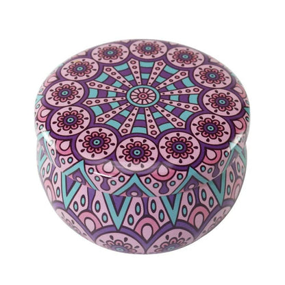 Lavender Aroma Candle In Colourful Patterned Tin (65ml) - DMC Wholesale