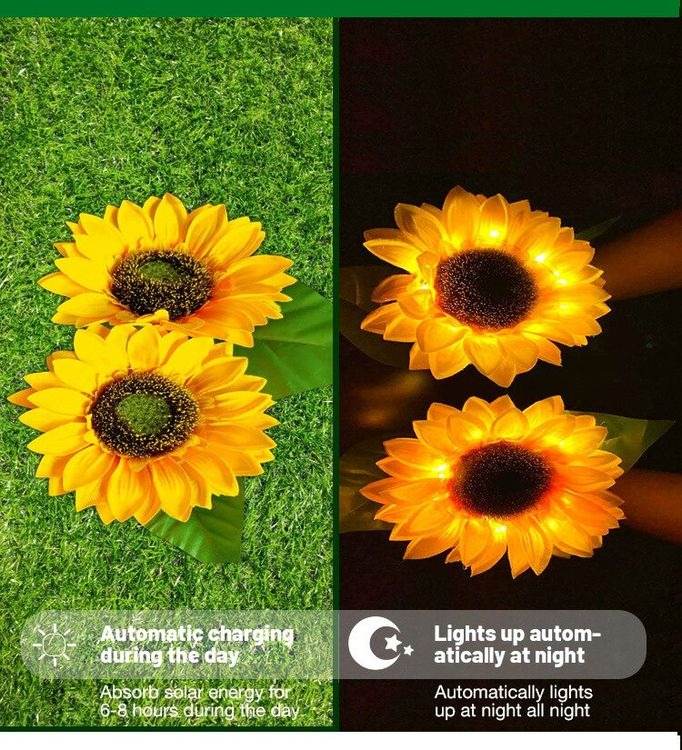 Sunflower Lawn Solar Light (2 Pcs) - DMC Wholesale
