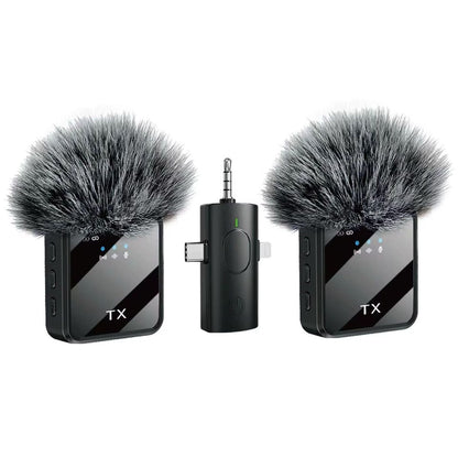 Dual Wireless Lavalier Microphones For iPhone/ Camera/ Android Devices