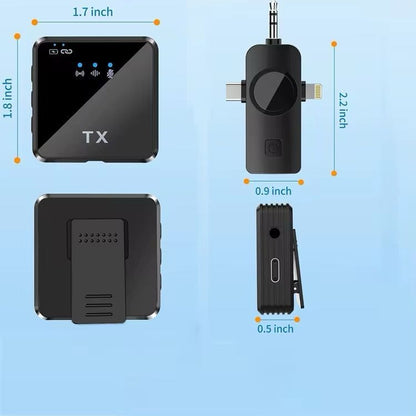 Dual Wireless Lavalier Microphones For iPhone/ Camera/ Android Devices